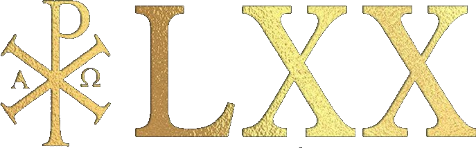Logo Septuaginta LXX - Chi-Rho com Alfa e Ômega
